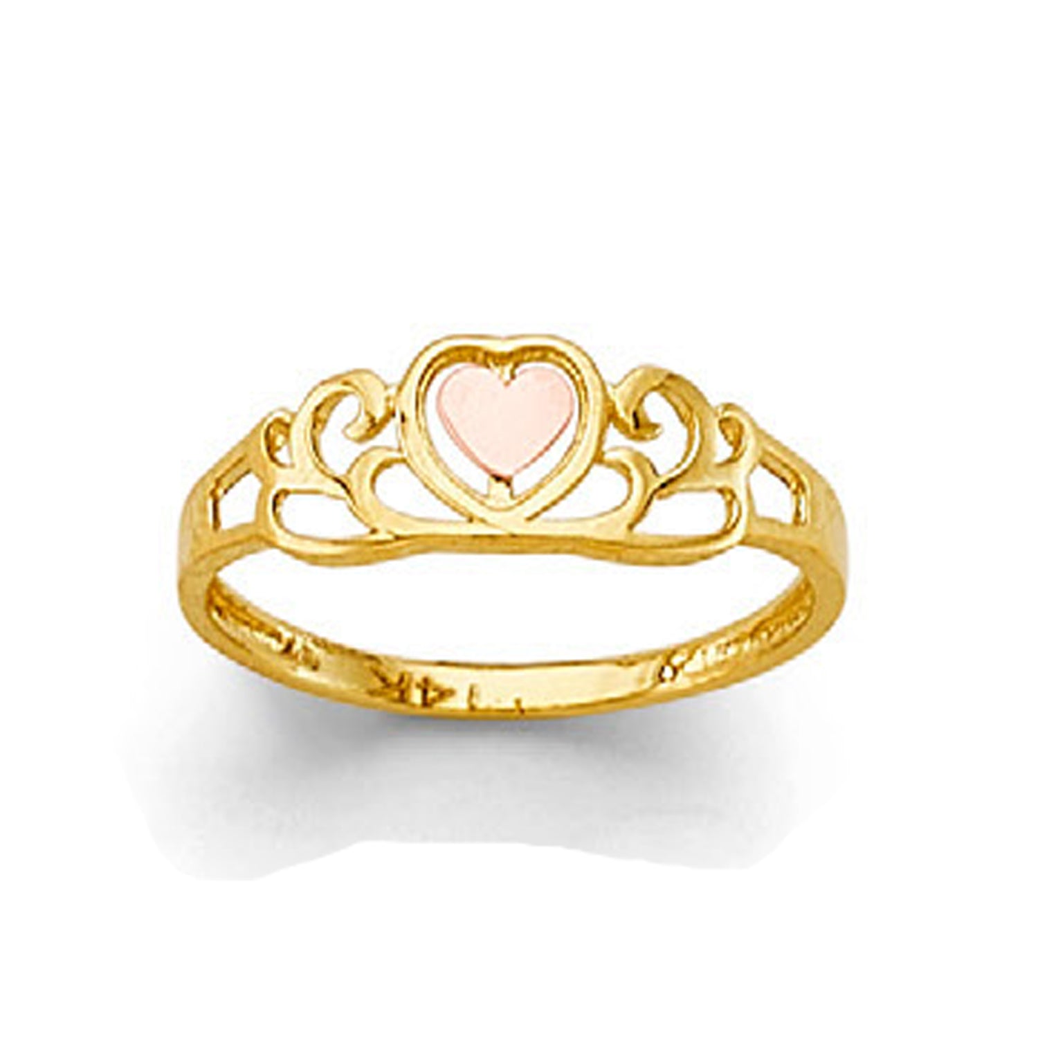 Fancy Filigree Heart Ring in Solid Gold 