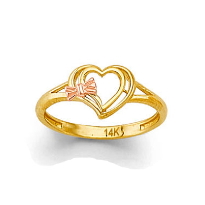 Dual tone Heart Ring in Solid Gold 