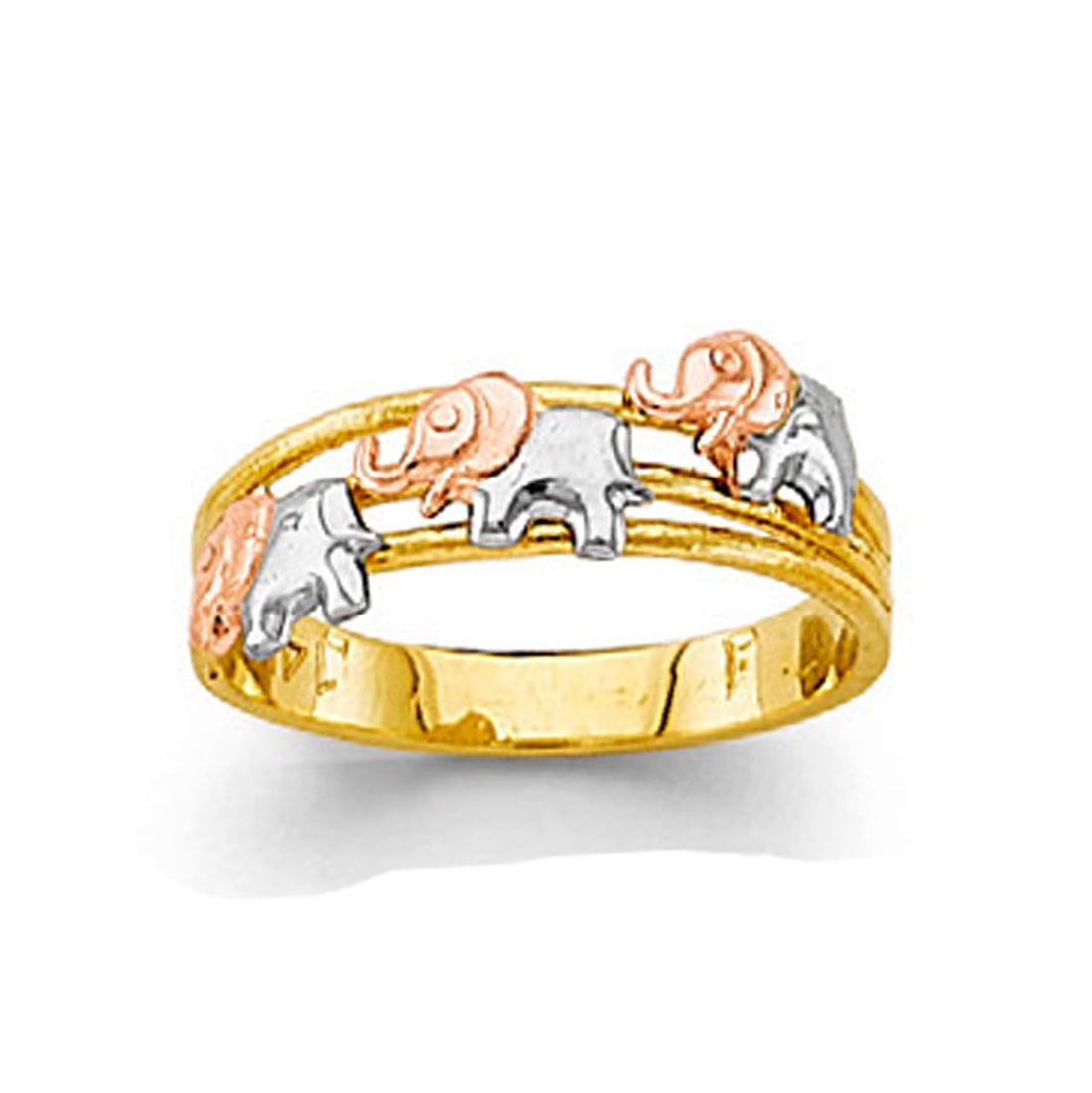 Triple Elephant Ring in Solid Gold 