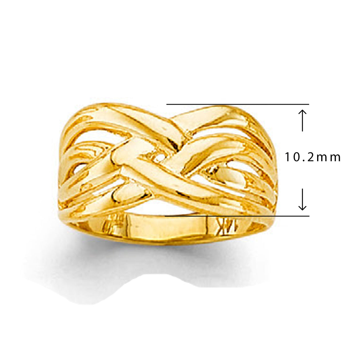 Swirl Cross Ring in Solid Gold with Measurement