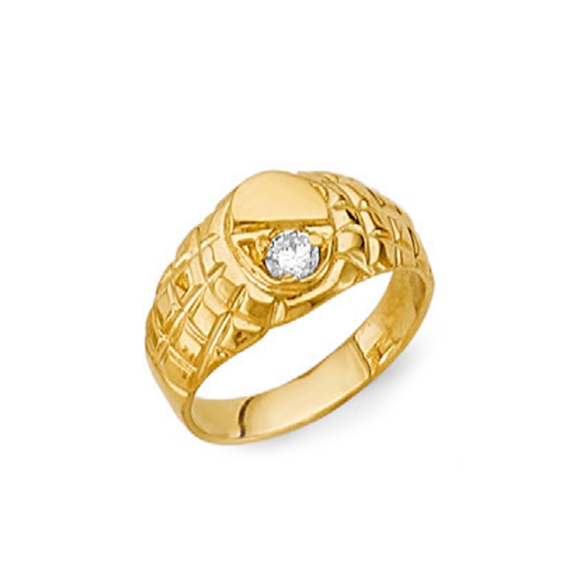 CZ Aesthetic Nugget Textured Ring in Solid Gold 