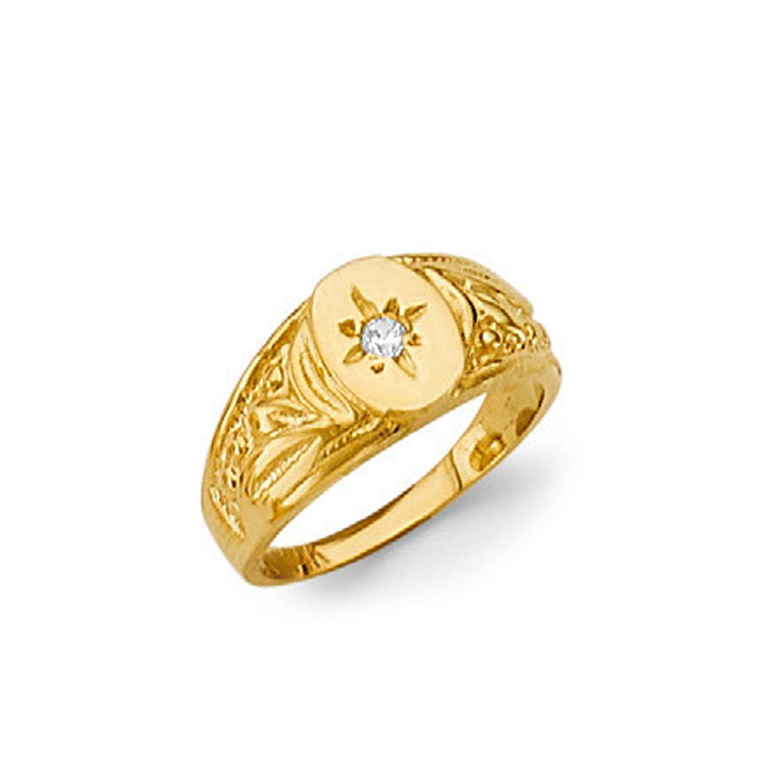 CZ Star Filigree Casting Ring in Solid Gold 