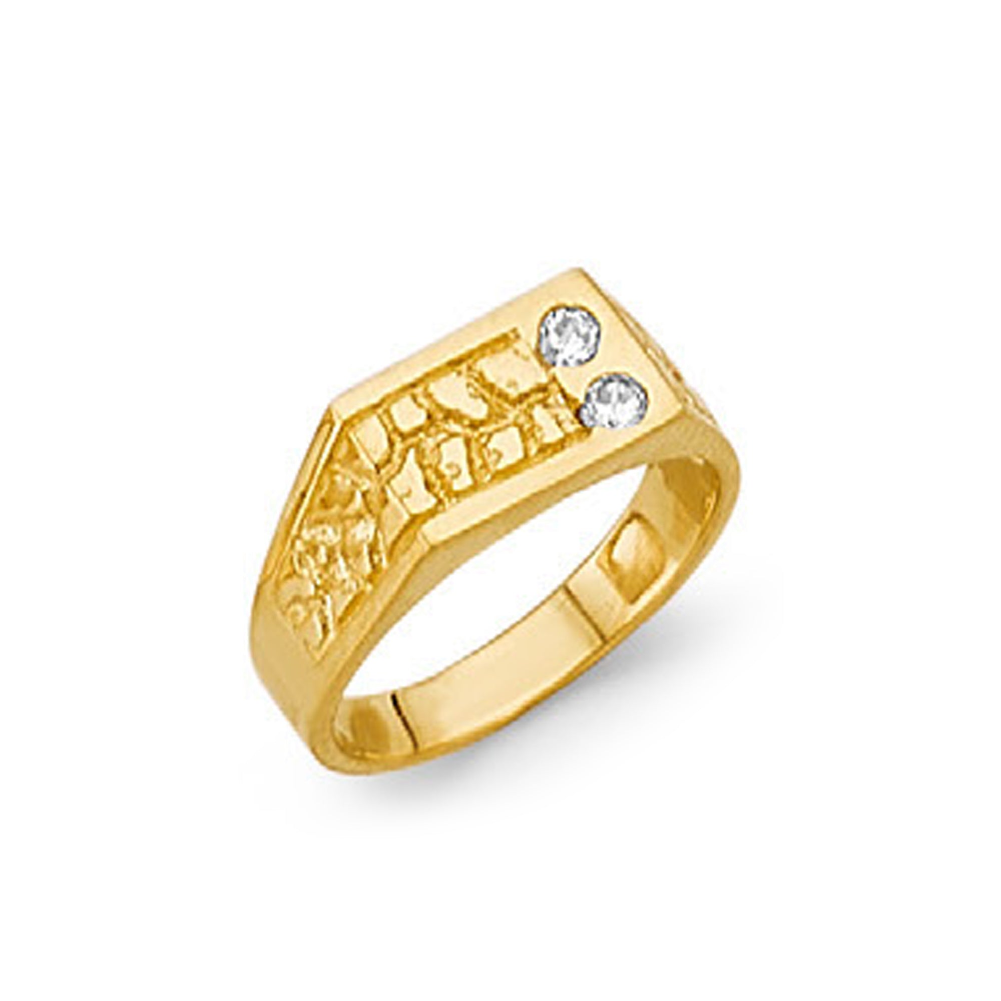 CZ Rectangular Nugget Band in Solid Gold 