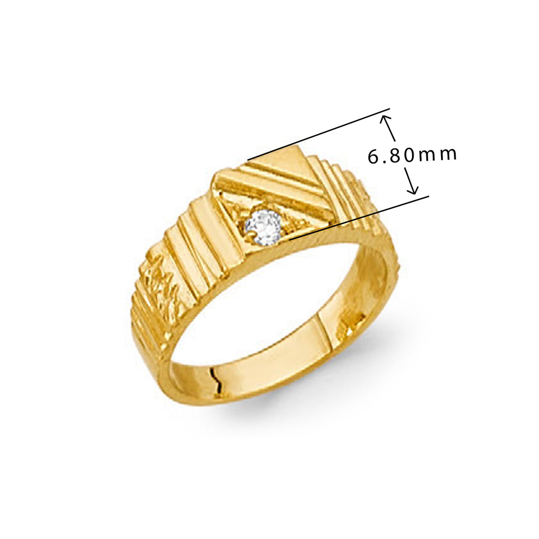 CZ Multi-textured Band in Solid Gold with Measurement