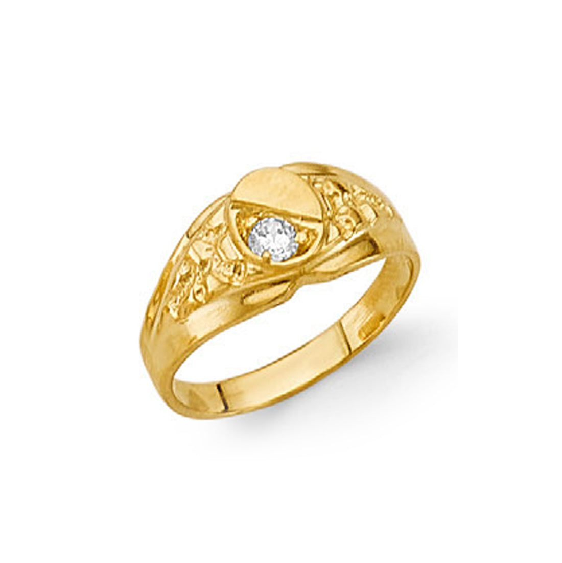 CZ Vintage Nugget Ring in Solid Gold 