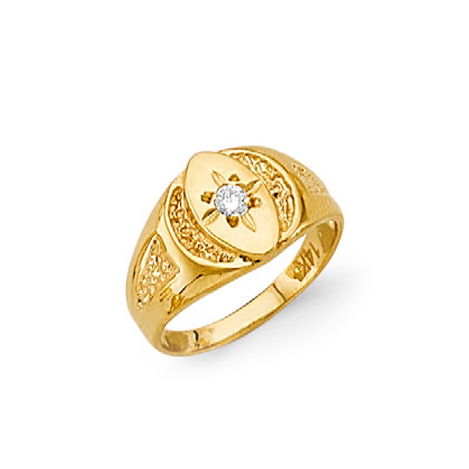 CZ Symbolic Sun Ring in Solid Gold 