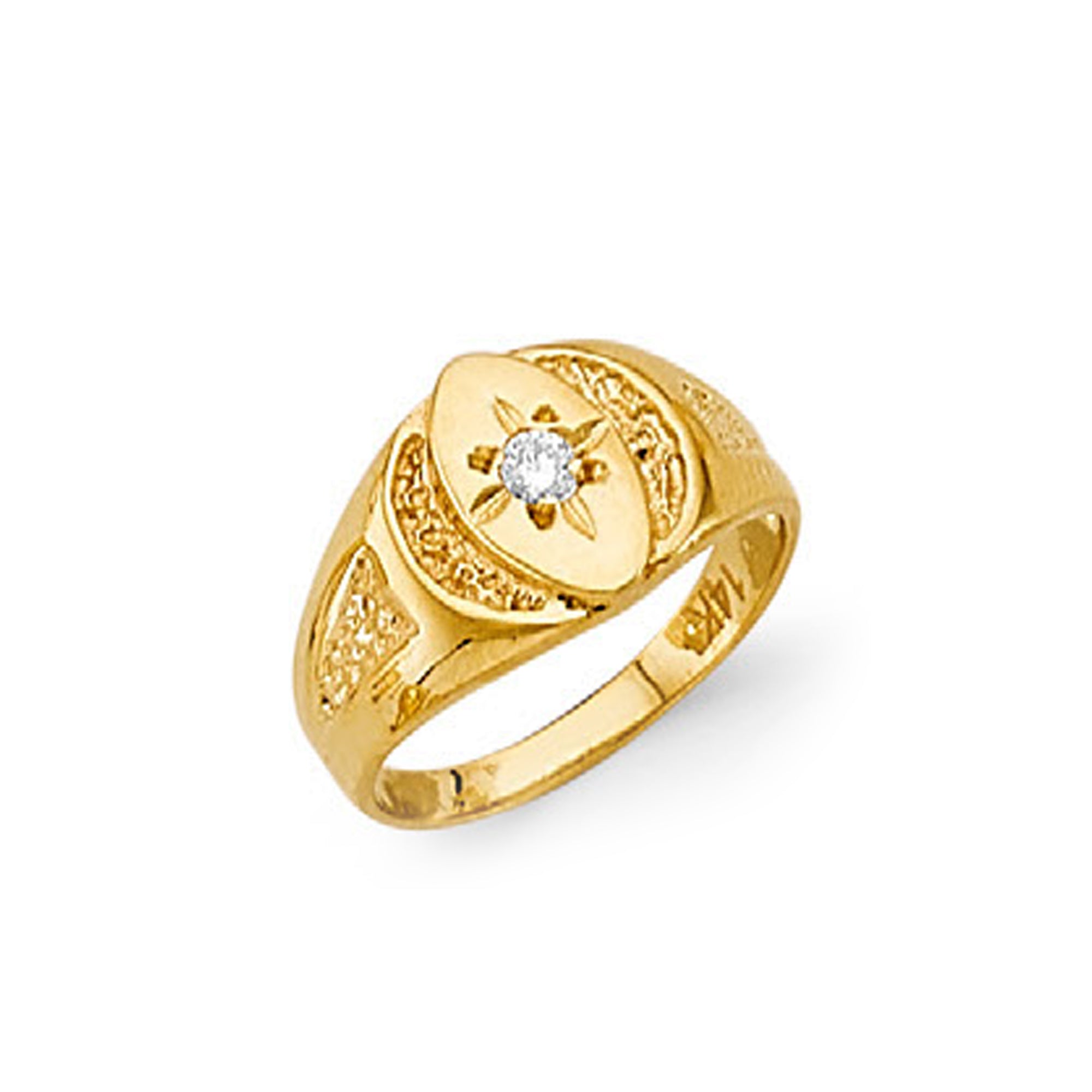 CZ Symbolic Sun Ring in Solid Gold 