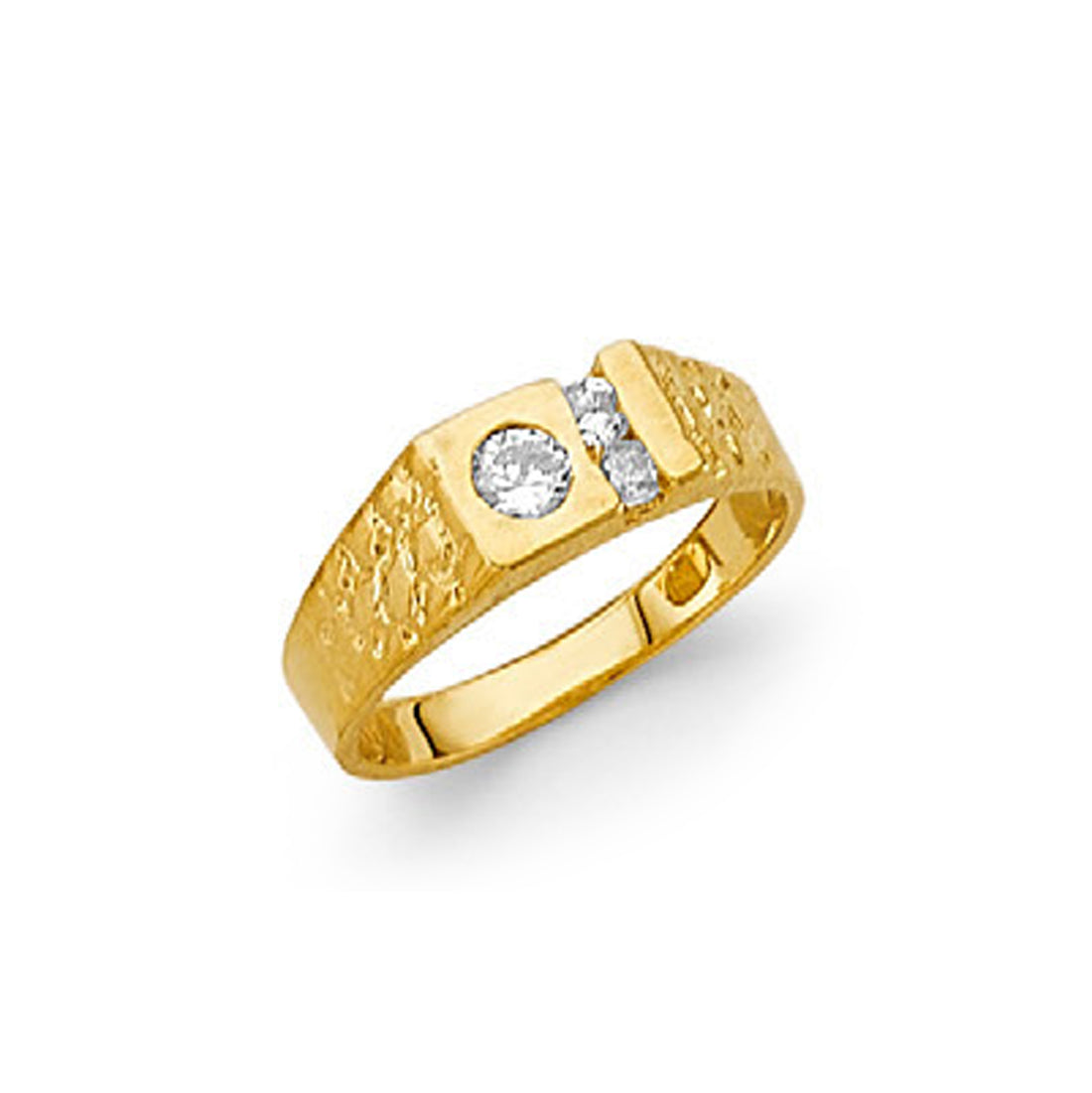 CZ Sweet 16 Signet Ring in Solid Gold 