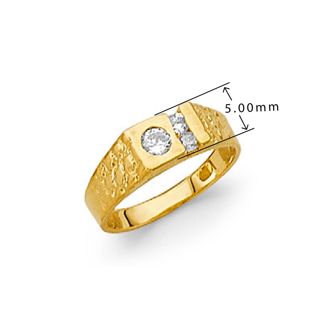 CZ Sweet 16 Signet Ring in Solid Gold with Measurement