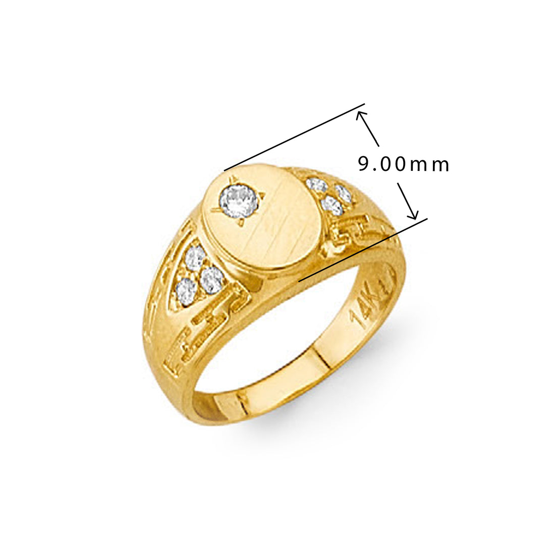 CZ 7-stone Nugget Ring in Solid Gold with Measurement