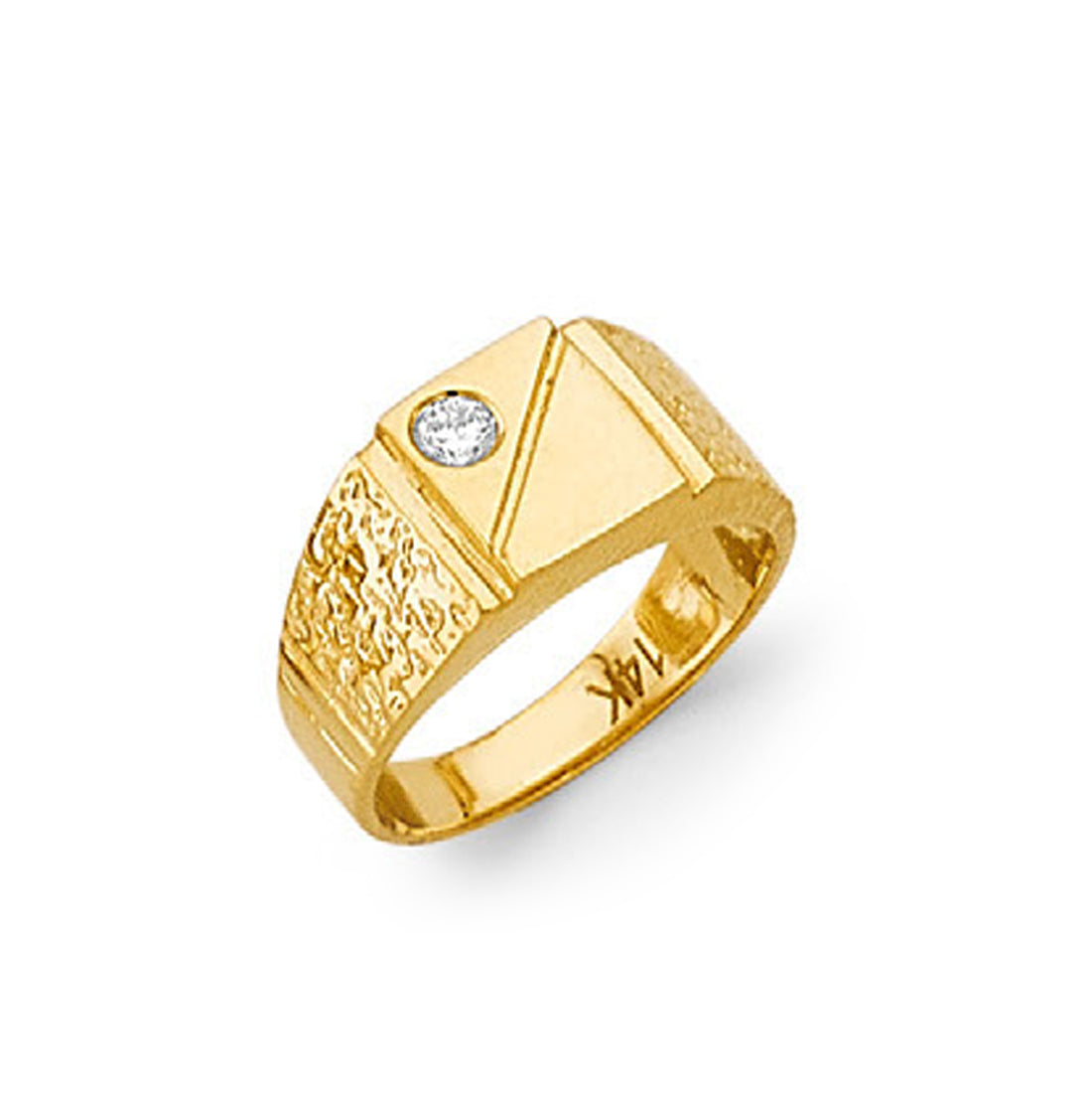 CZ Sophisticated Signet Band in Solid Gold 