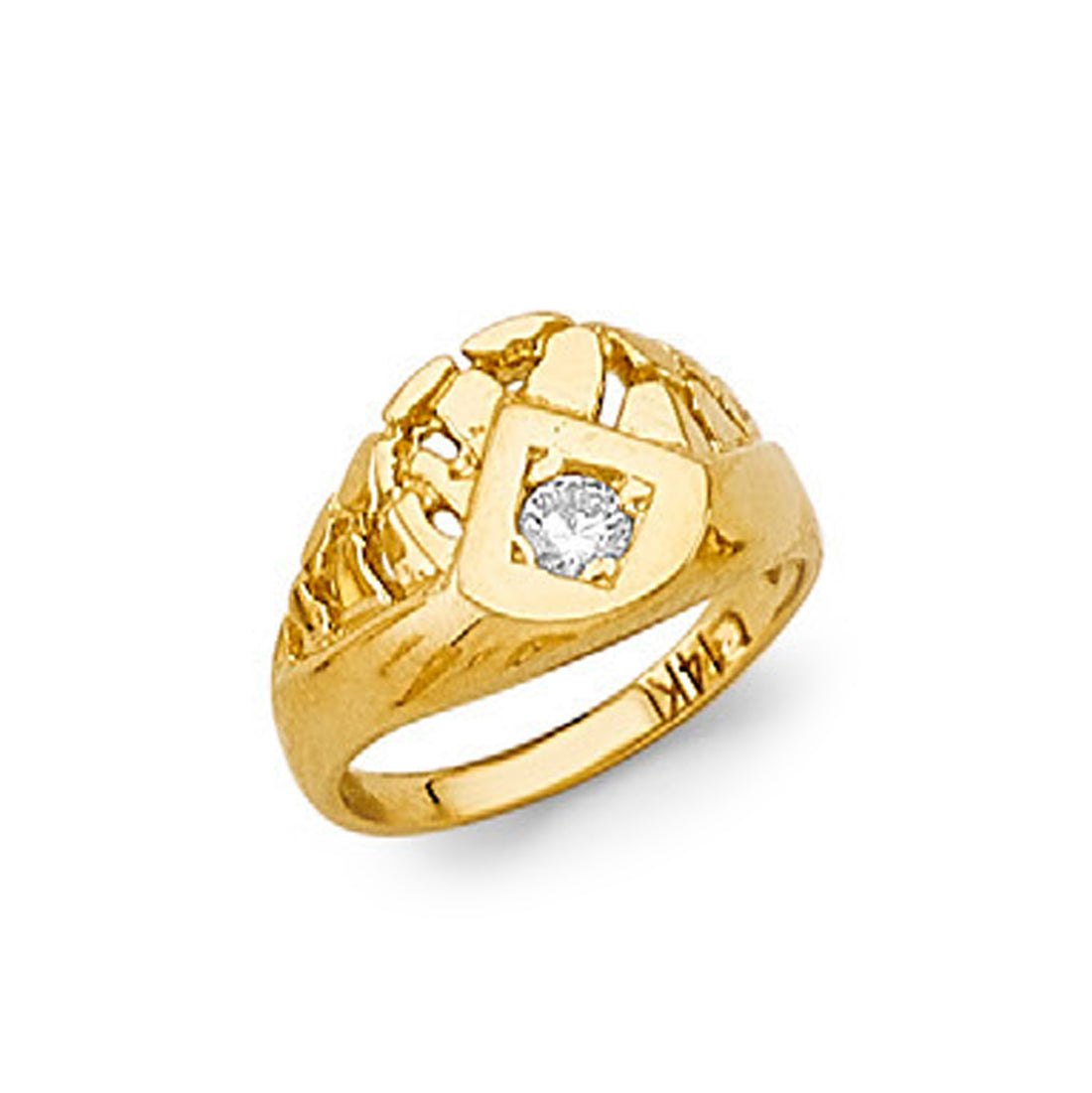 CZ Semi Nugget Ring in Solid Gold 