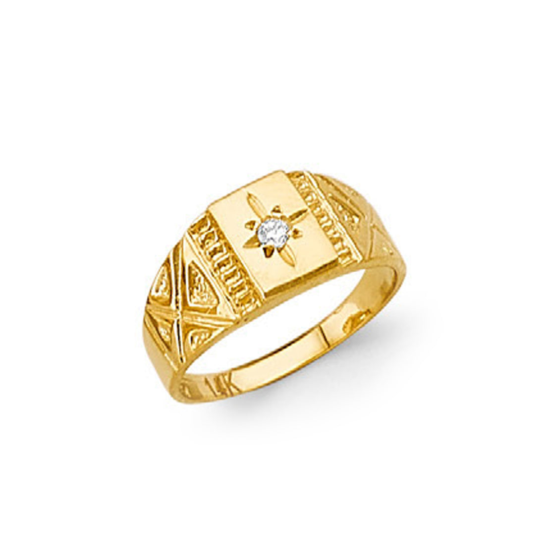 CZ Multi-star Lattice Ring in Solid Gold 