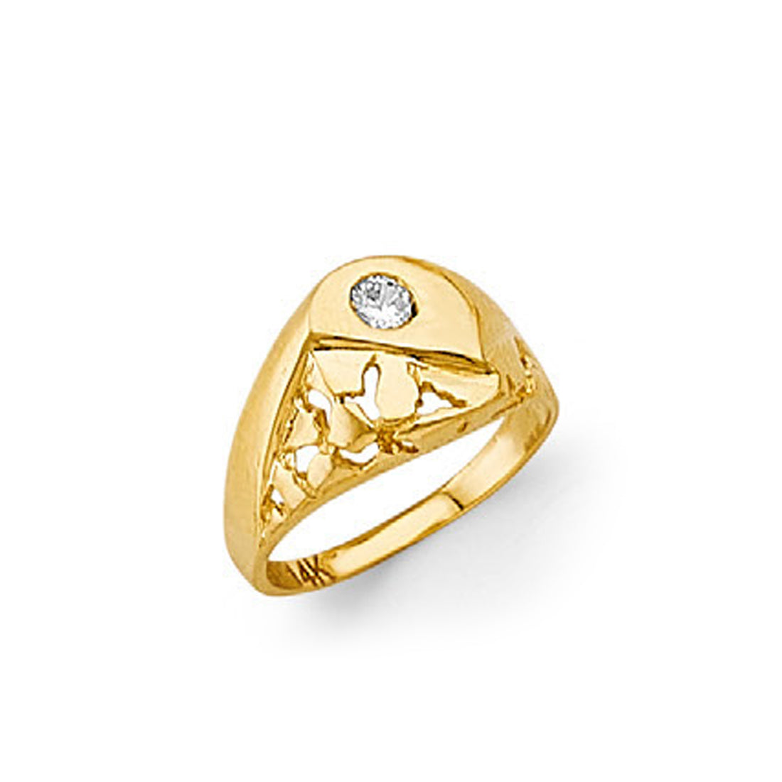 CZ Contrasting Cosmoid Ring in Solid Gold 