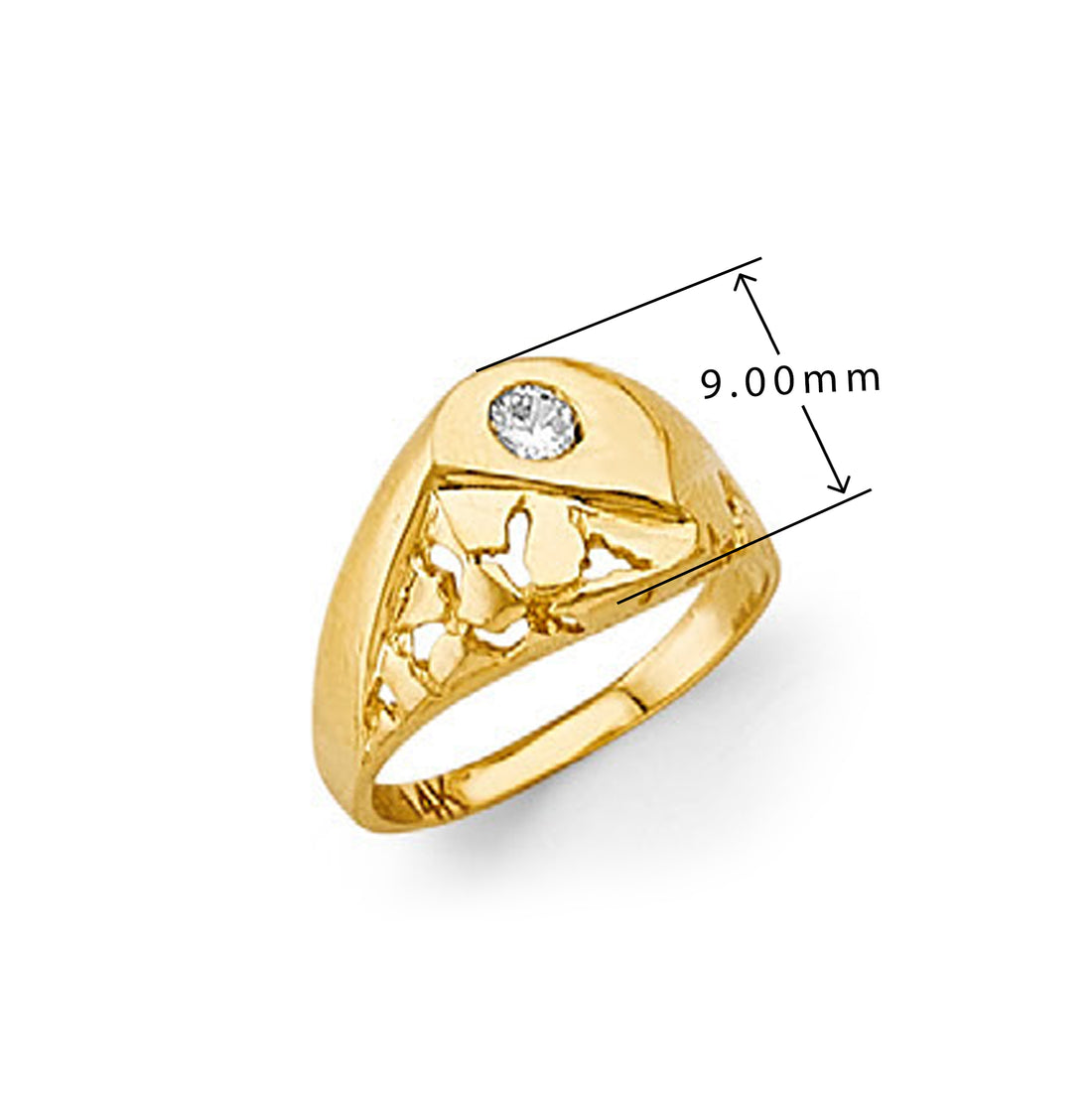 CZ Contrasting Cosmoid Ring in Solid Gold with Measurement