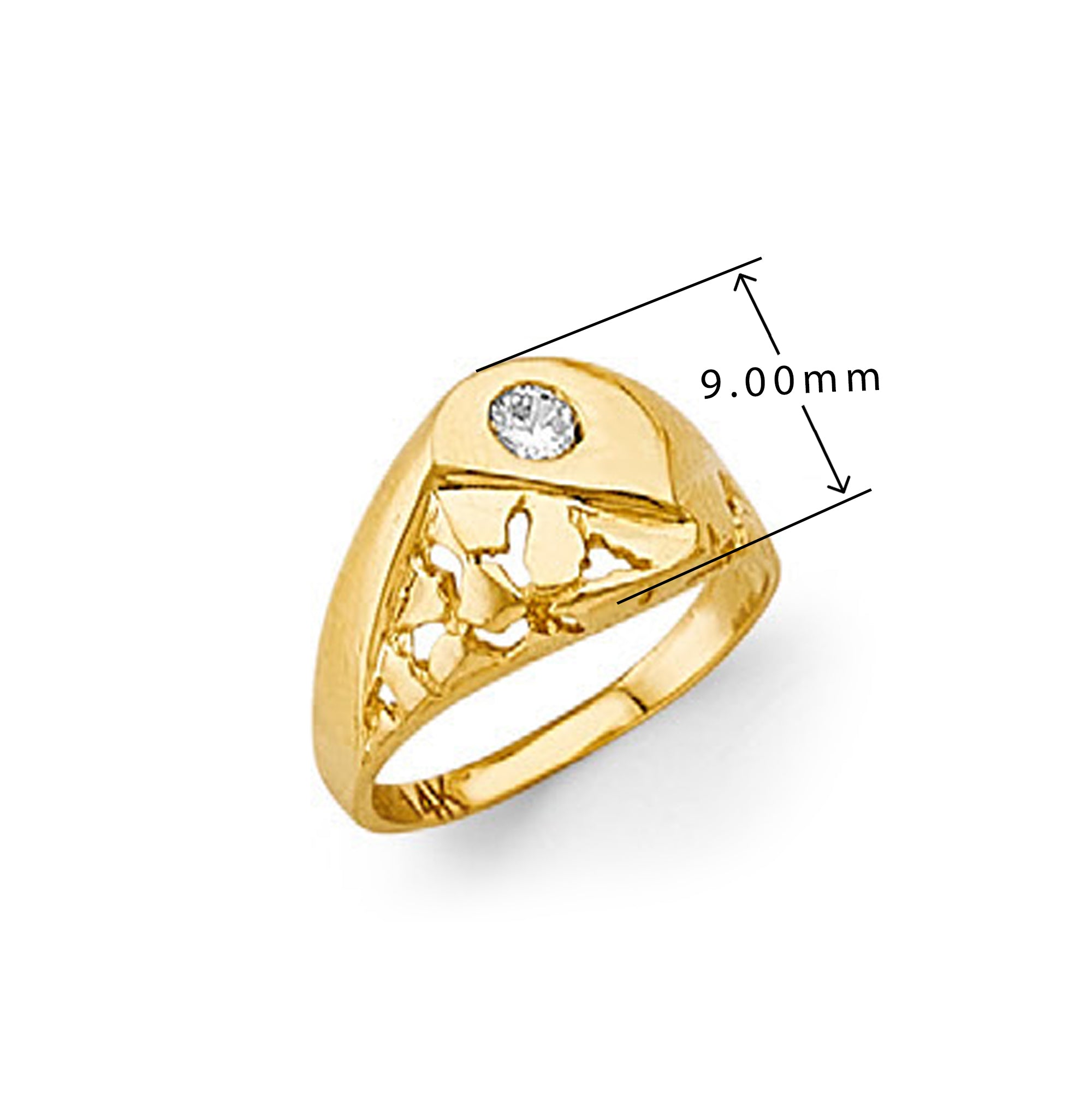 CZ Contrasting Cosmoid Ring in Solid Gold with Measurement