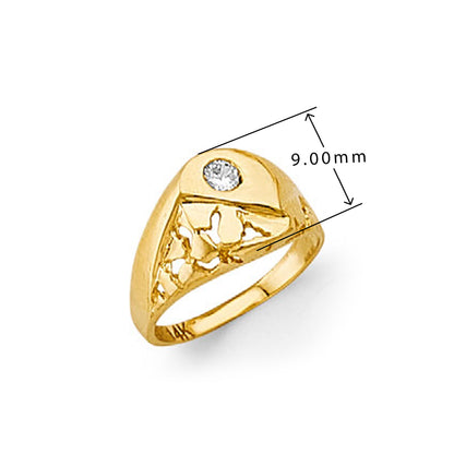 CZ Contrasting Cosmoid Ring in Solid Gold with Measurement