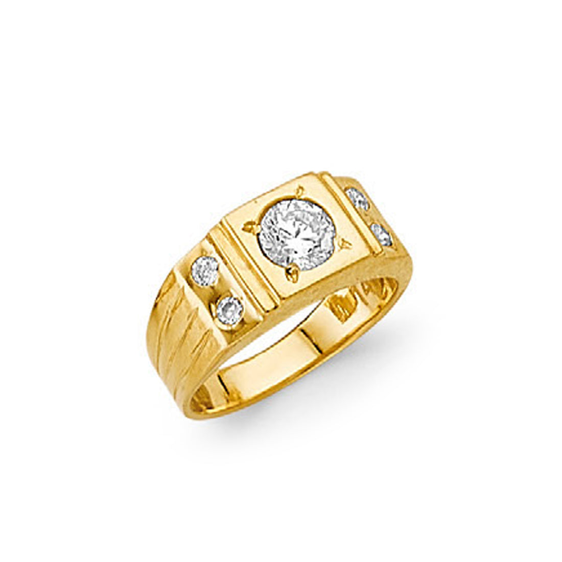 CZ Moissanite Signet Band in Solid Gold 