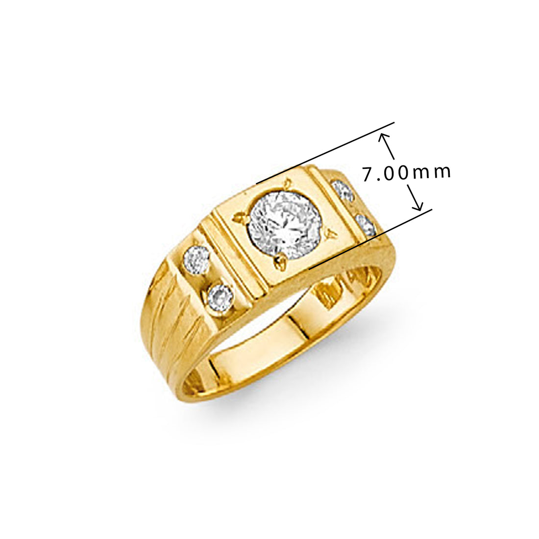CZ Moissanite Signet Band in Solid Gold with Measurement