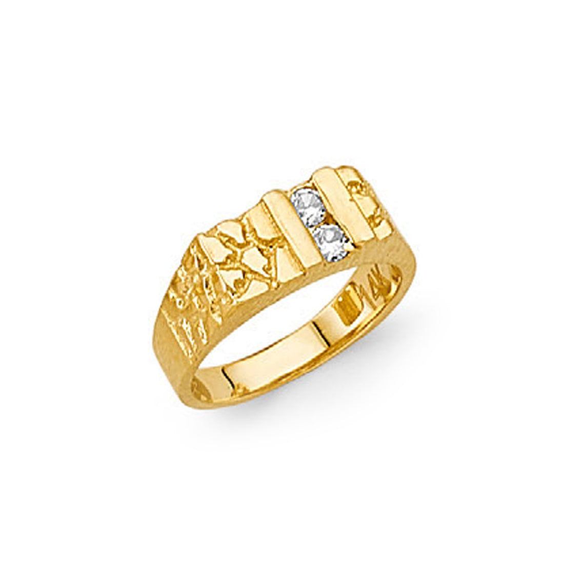 CZ Two-stone Cosmoid Ring in Solid Gold 