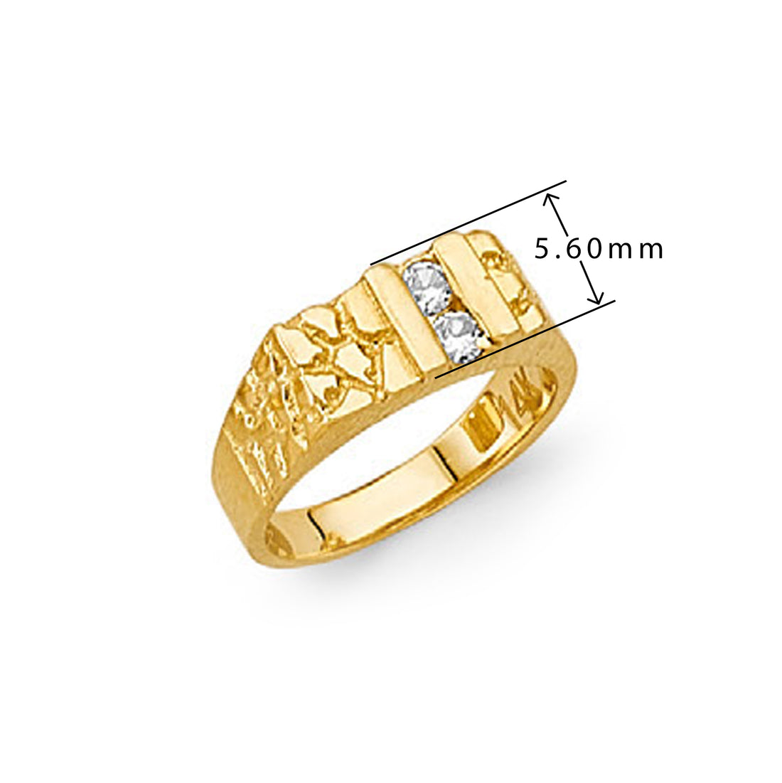 CZ Two-stone Cosmoid Ring in Solid Gold with Measurement