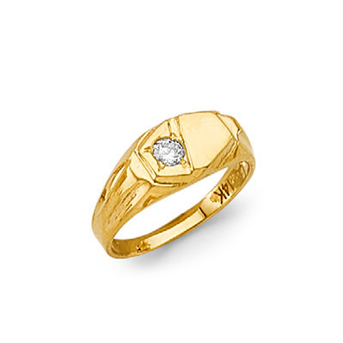 CZ Pinky Signet Ring in Solid Gold 