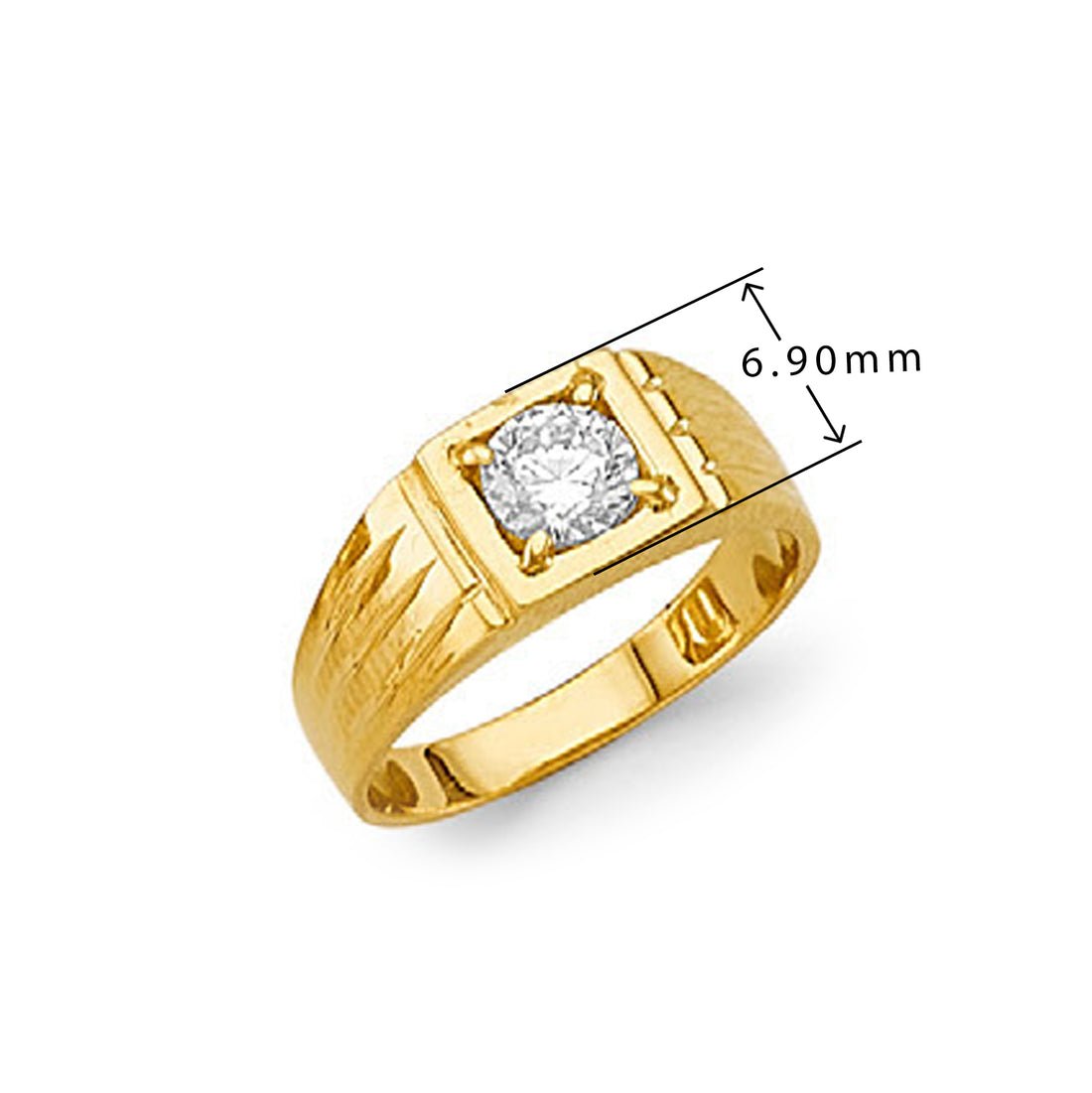 CZ Majestic Monarch Ring in Solid Gold with Measurement