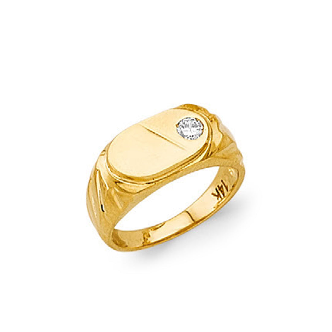 CZ Gorgeous Single stone Signet Ring in Solid Gold 