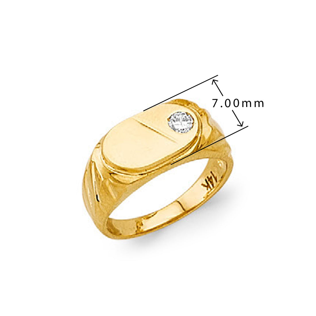 CZ Gorgeous Single stone Signet Ring in Solid Gold with Measurement