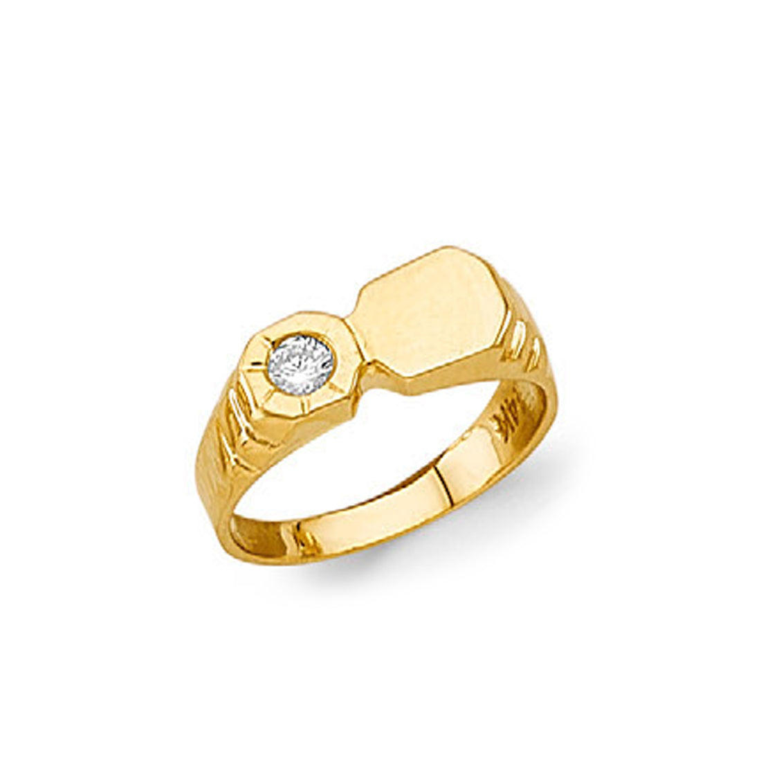 CZ Minimalist Antique Style Imitation Ring in Solid Gold 