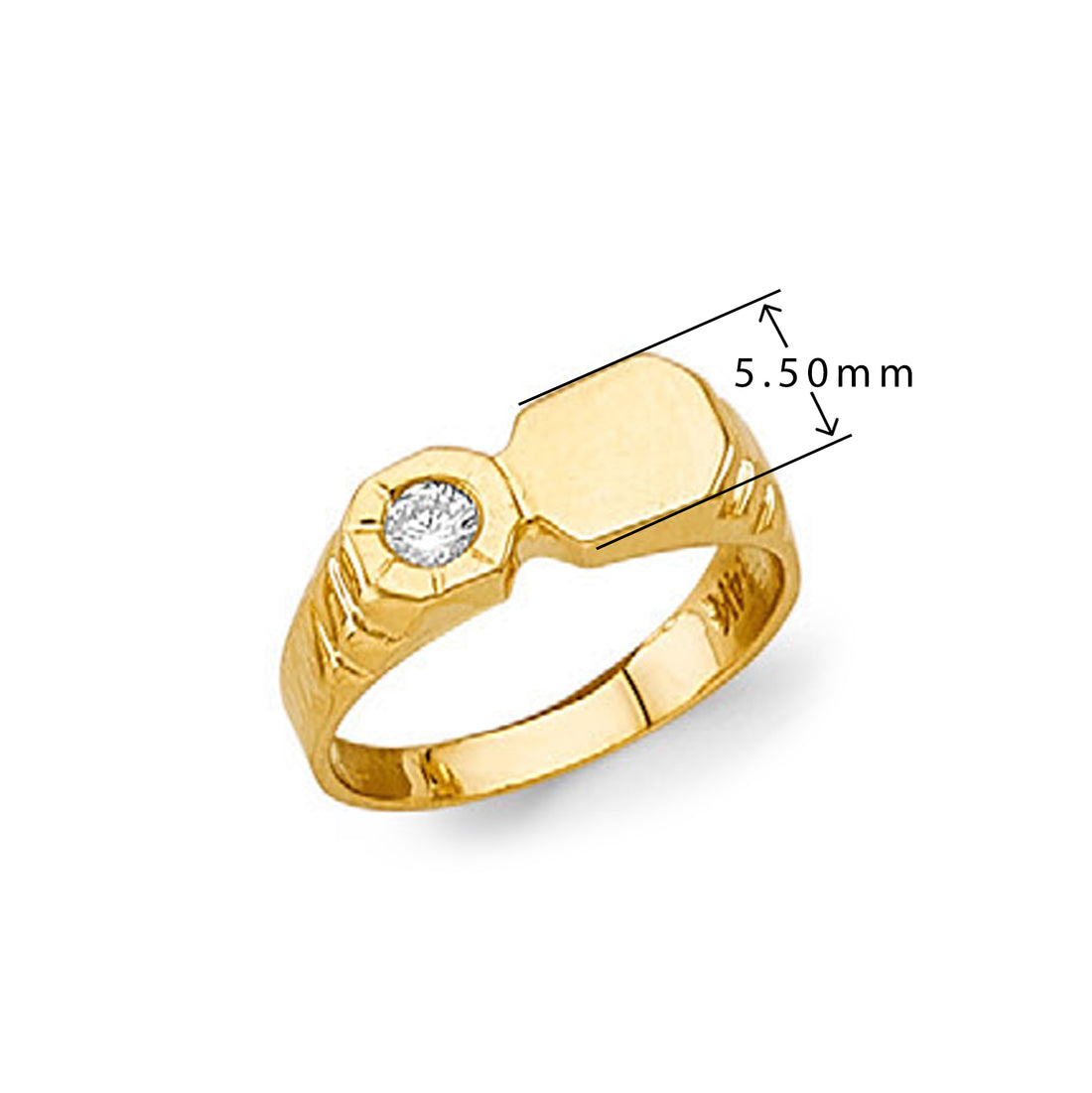 CZ Minimalist Antique Style Imitation Ring in Solid Gold with Measurement 