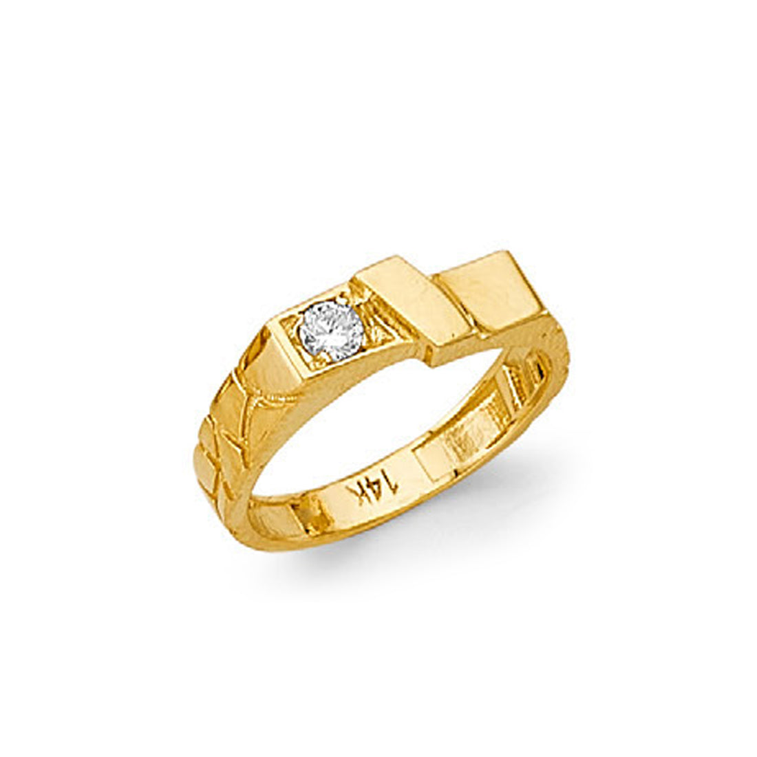 CZ Maze Band in Solid Gold 