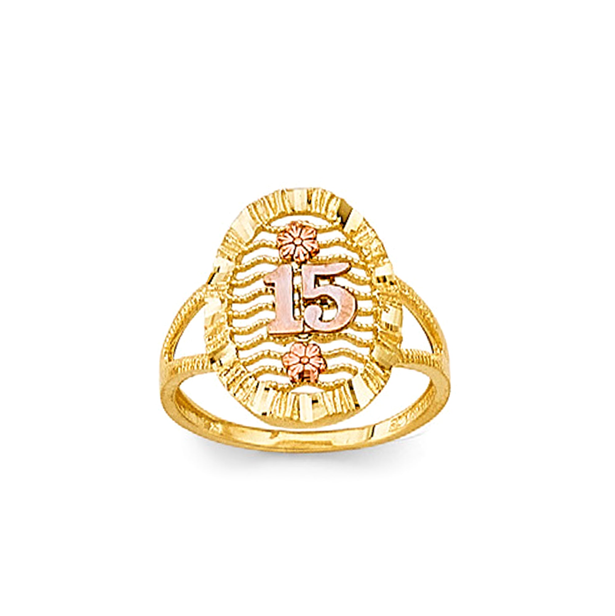 CZ Radiant 15 Anos Sand Dune Ring in Solid Gold 