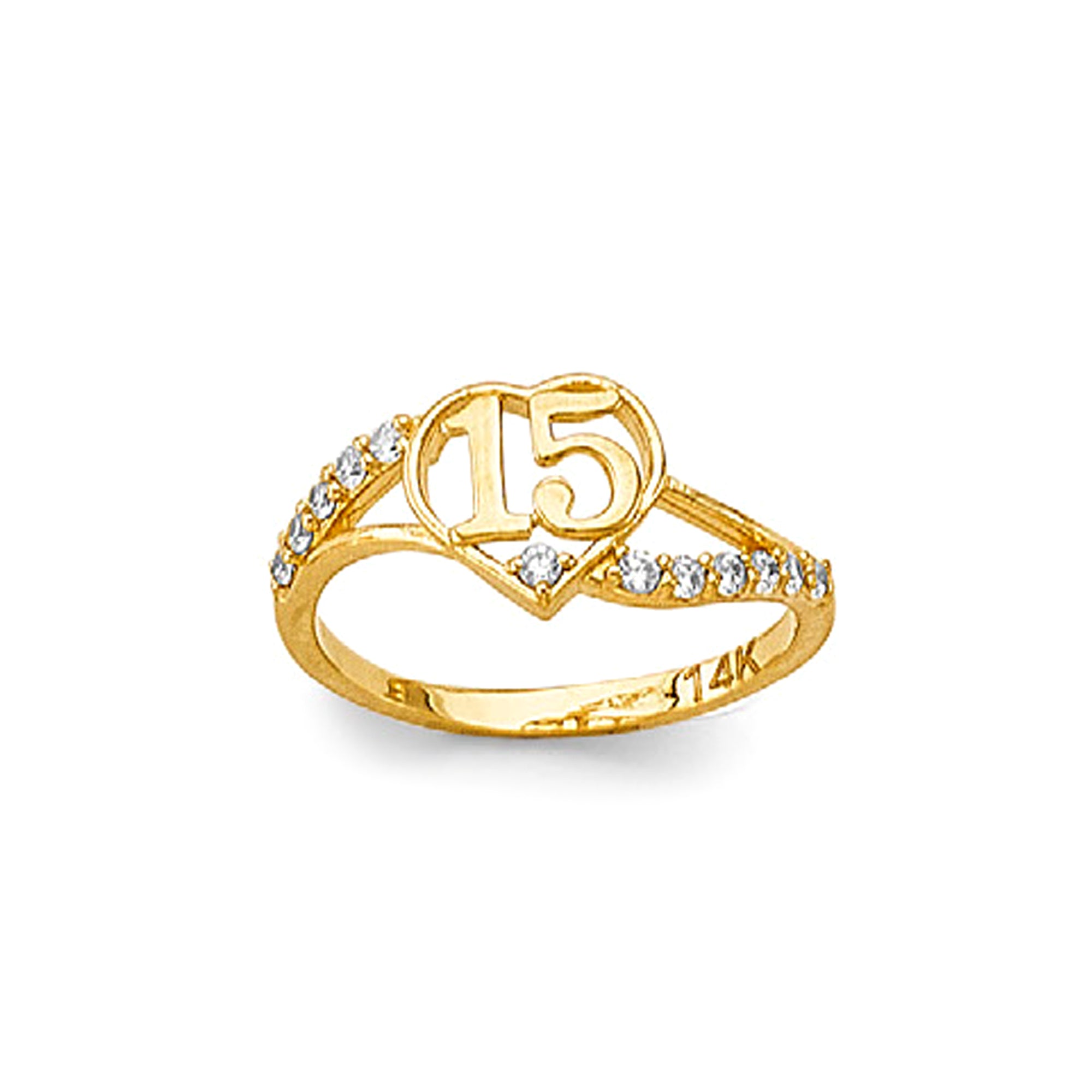 CZ Sweet 15 Ring in Solid Gold 