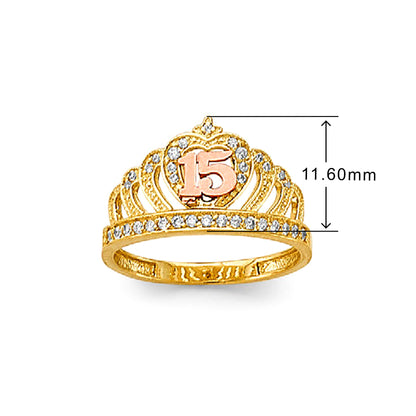 CZ Royal Crown Band in Solid Gold with Measurement