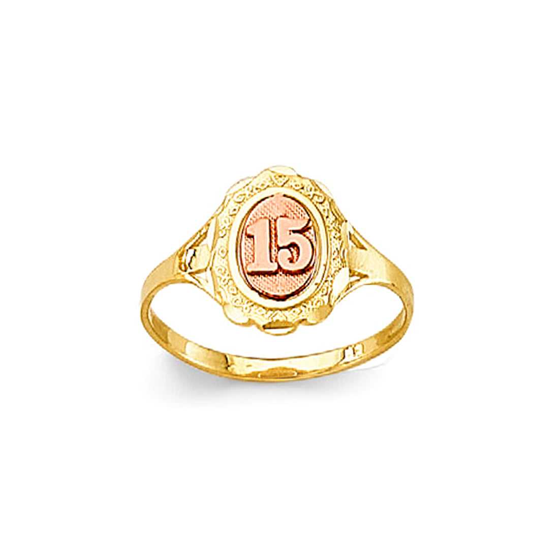 Handcrafted Two-tone 15th Anos Filigree Ring in Solid Gold 