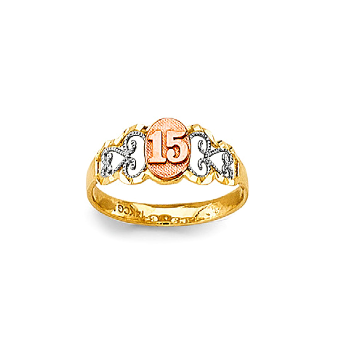 15th Anniversary Foliage Texture Band in Solid Gold 