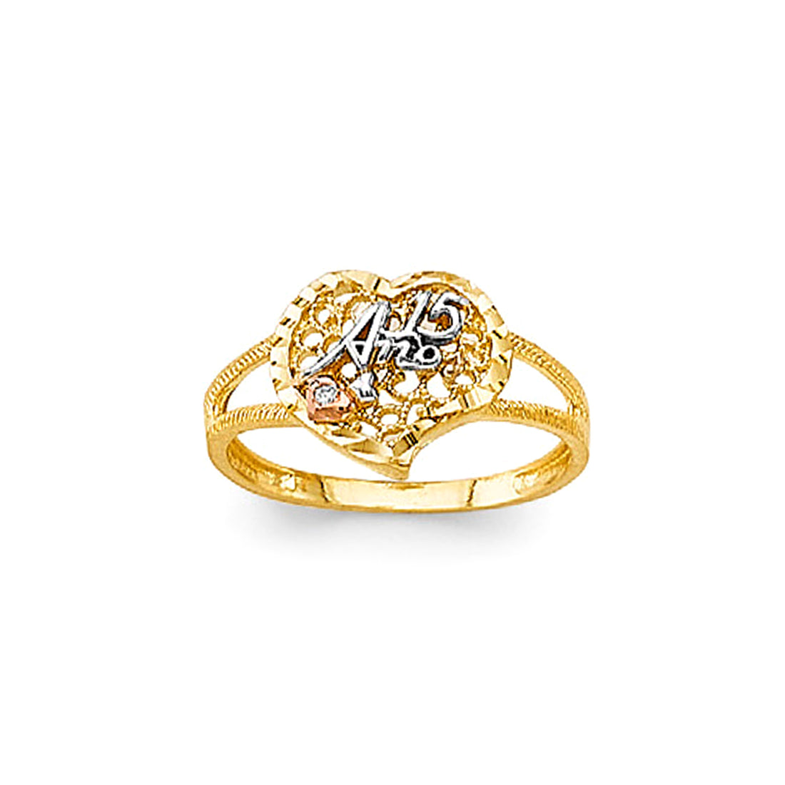 Memorable Filigree 15 Anos Ring in Solid Gold 