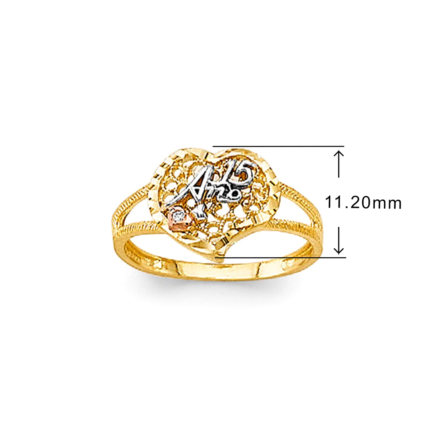 Memorable Filigree 15 Anos Ring in Solid Gold with Measurement