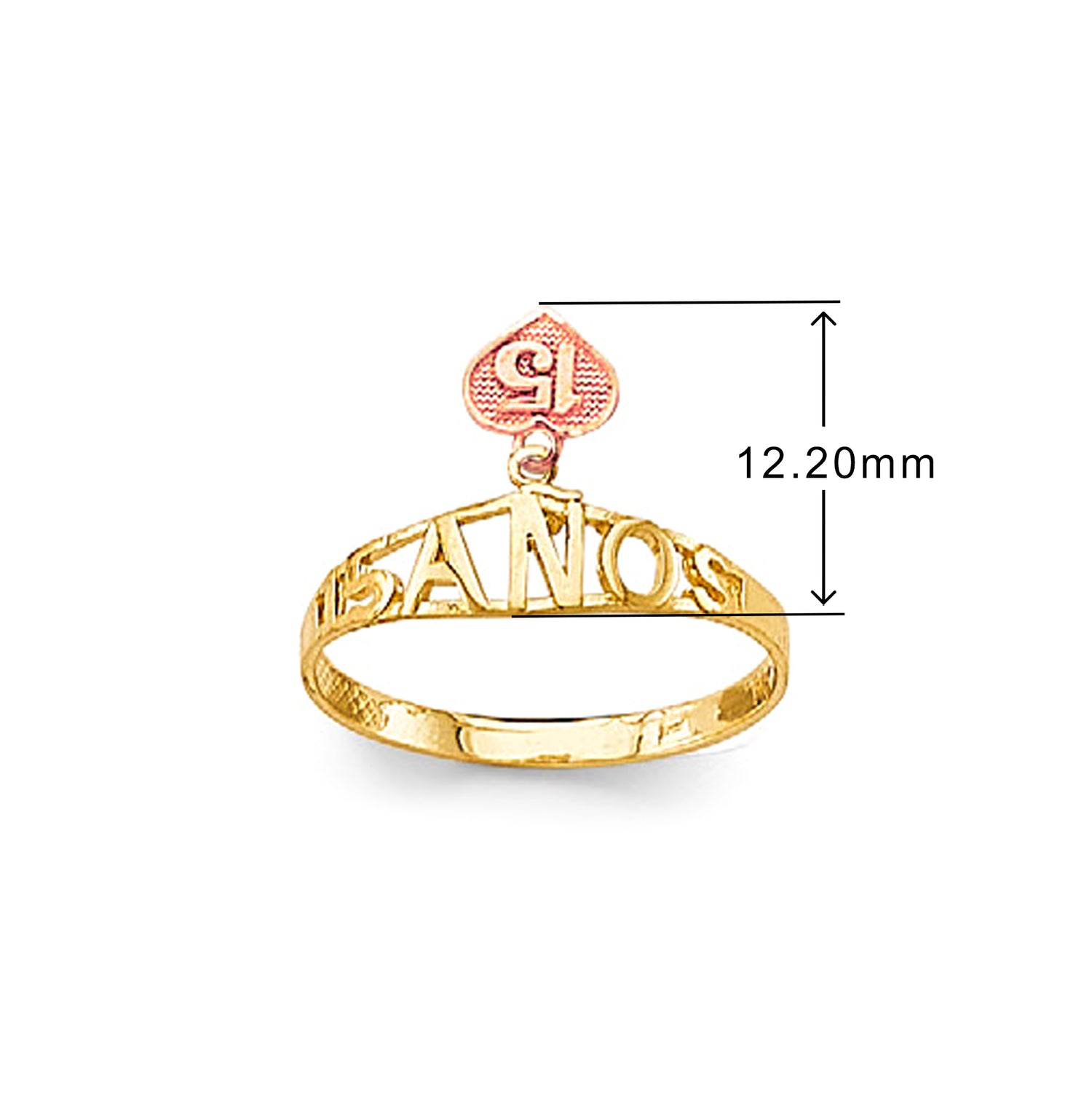 15 Anos Crown Ring in Solid Gold with Measurement