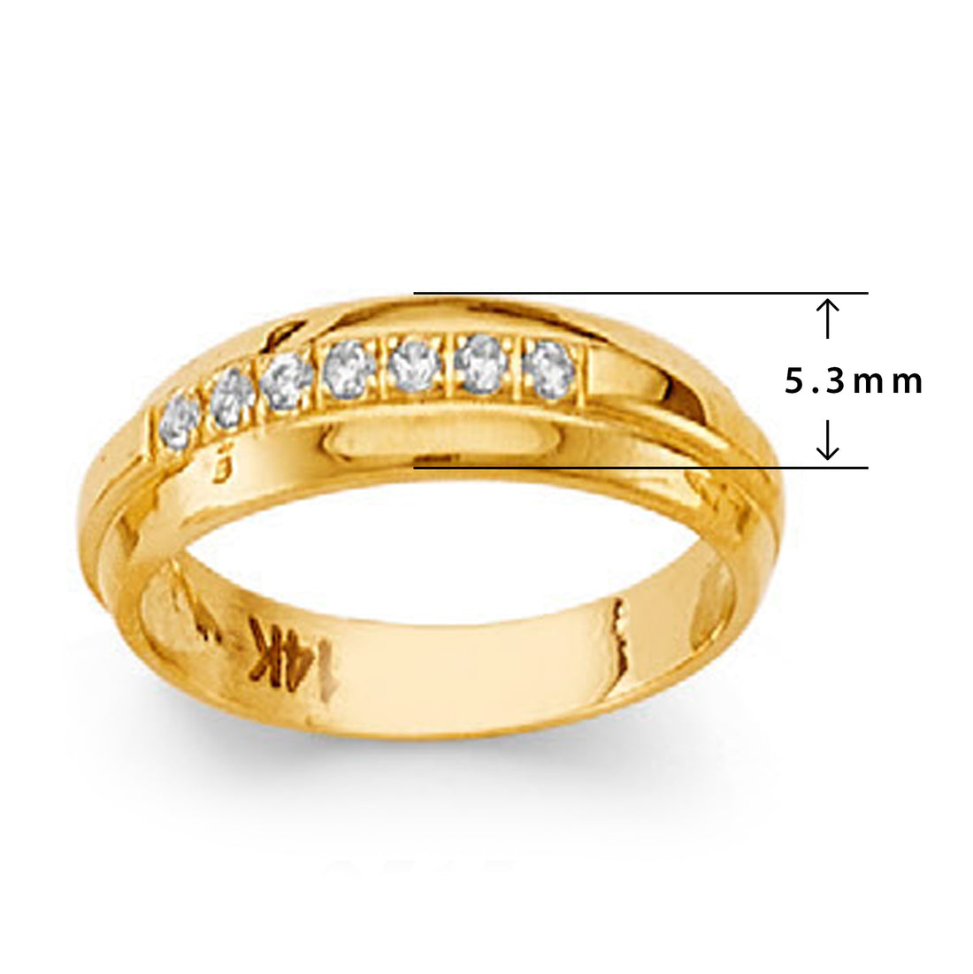 CZ Cool and Casual Tiara Band in Solid Gold with Measurement