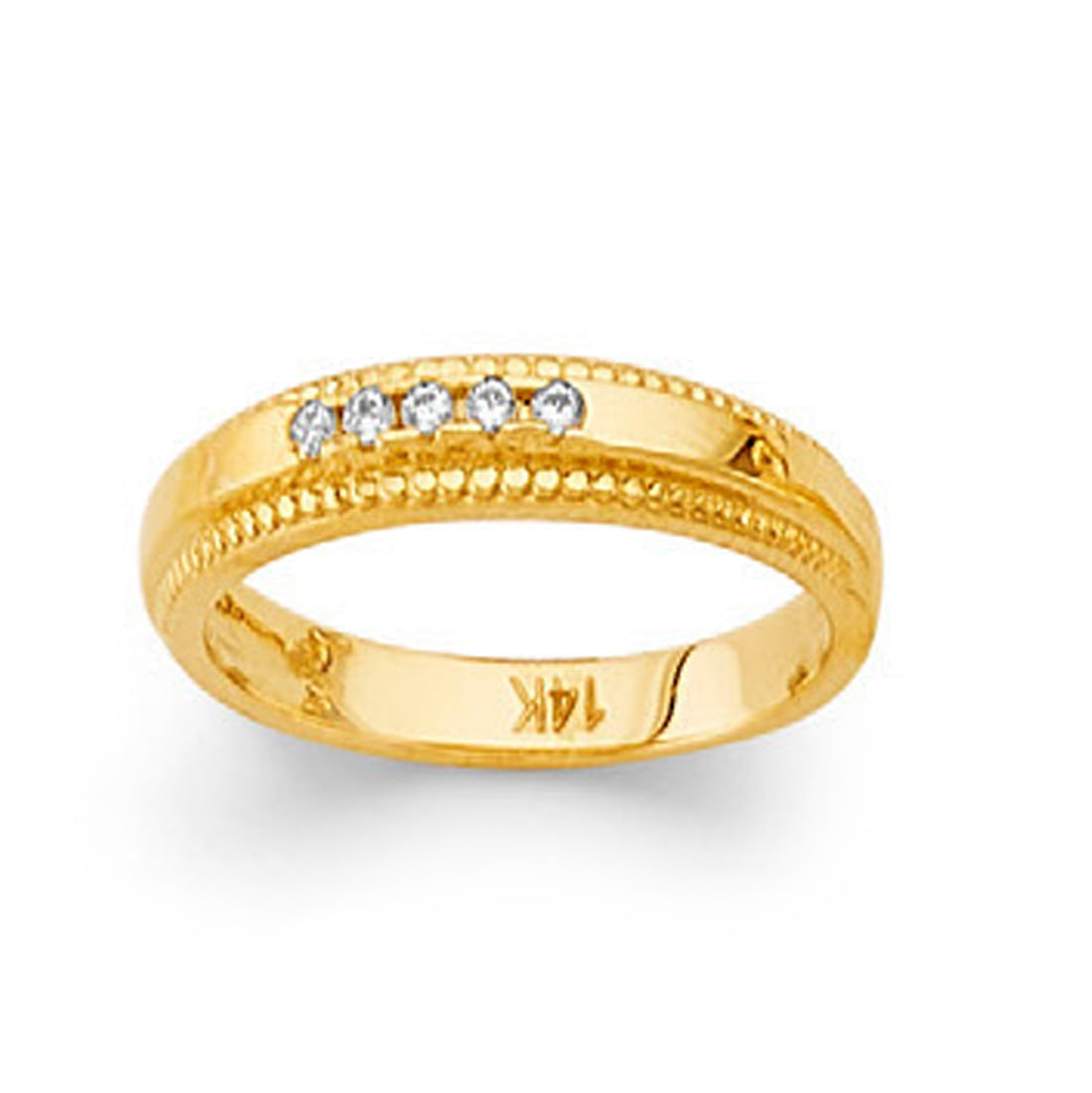 CZ Sleek Tiara Band in Solid Gold 