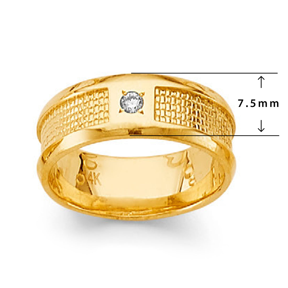 CZ Bold Ray Ring in Solid Gold with Measurement