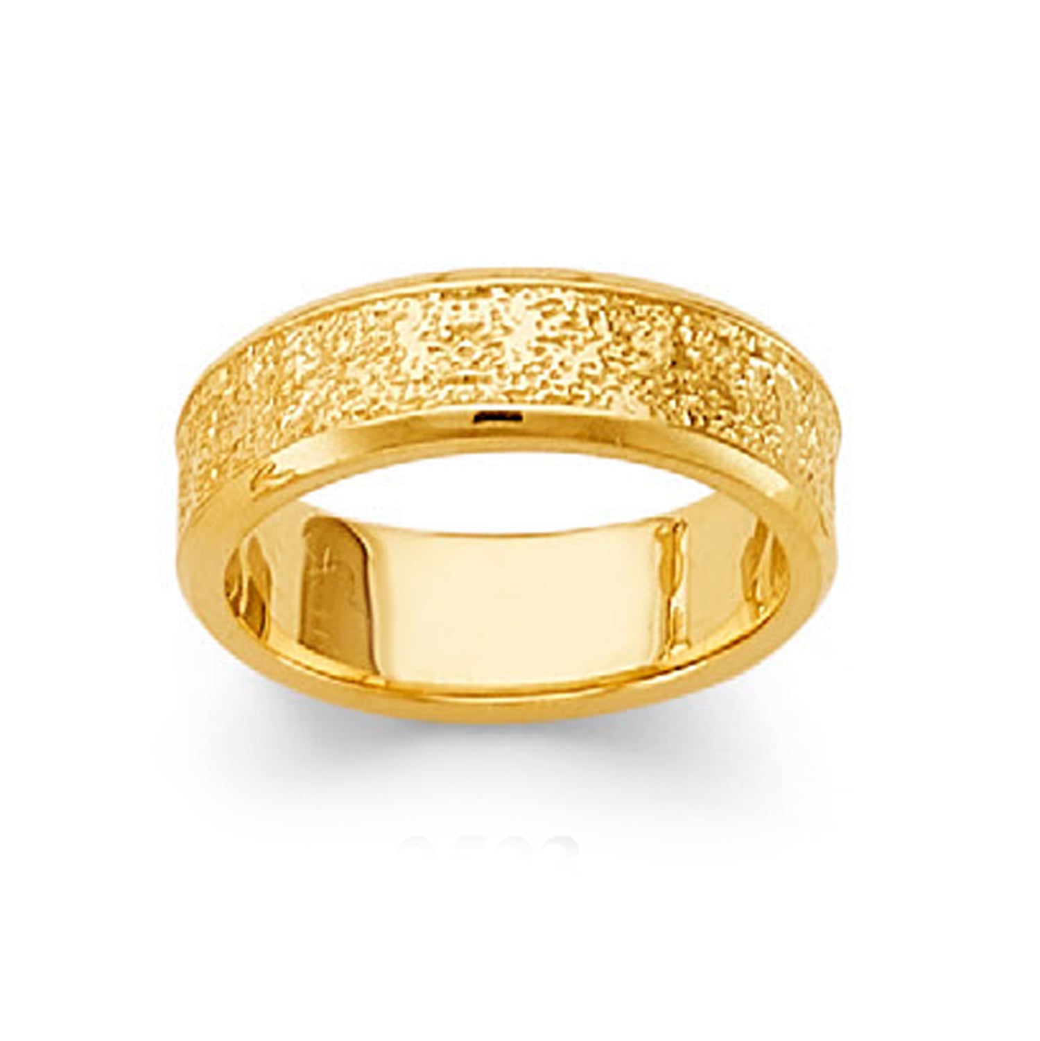 CZ Broad Textured Lone Stone Ring in Solid Gold 