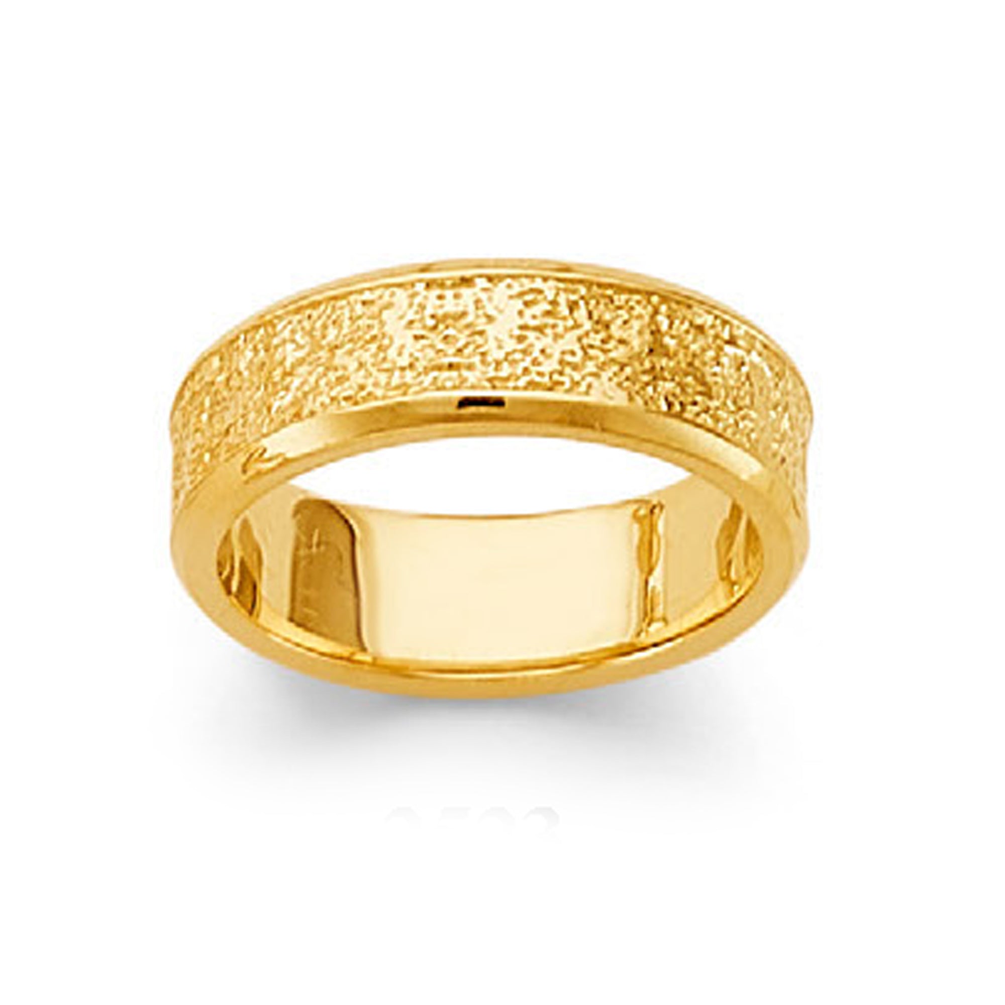 CZ Broad Textured Lone Stone Ring in Solid Gold 