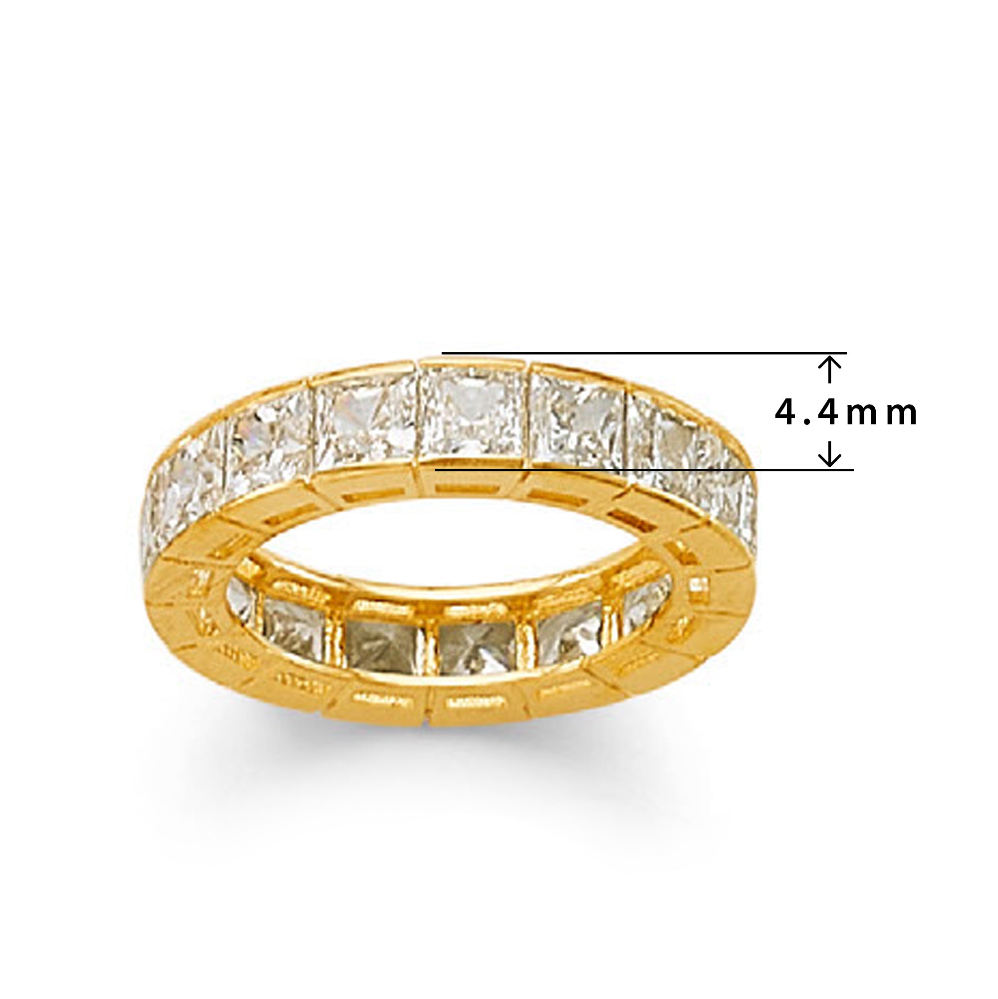 CZ-studded Elegant Eternity Band in Solid Gold with Measurement