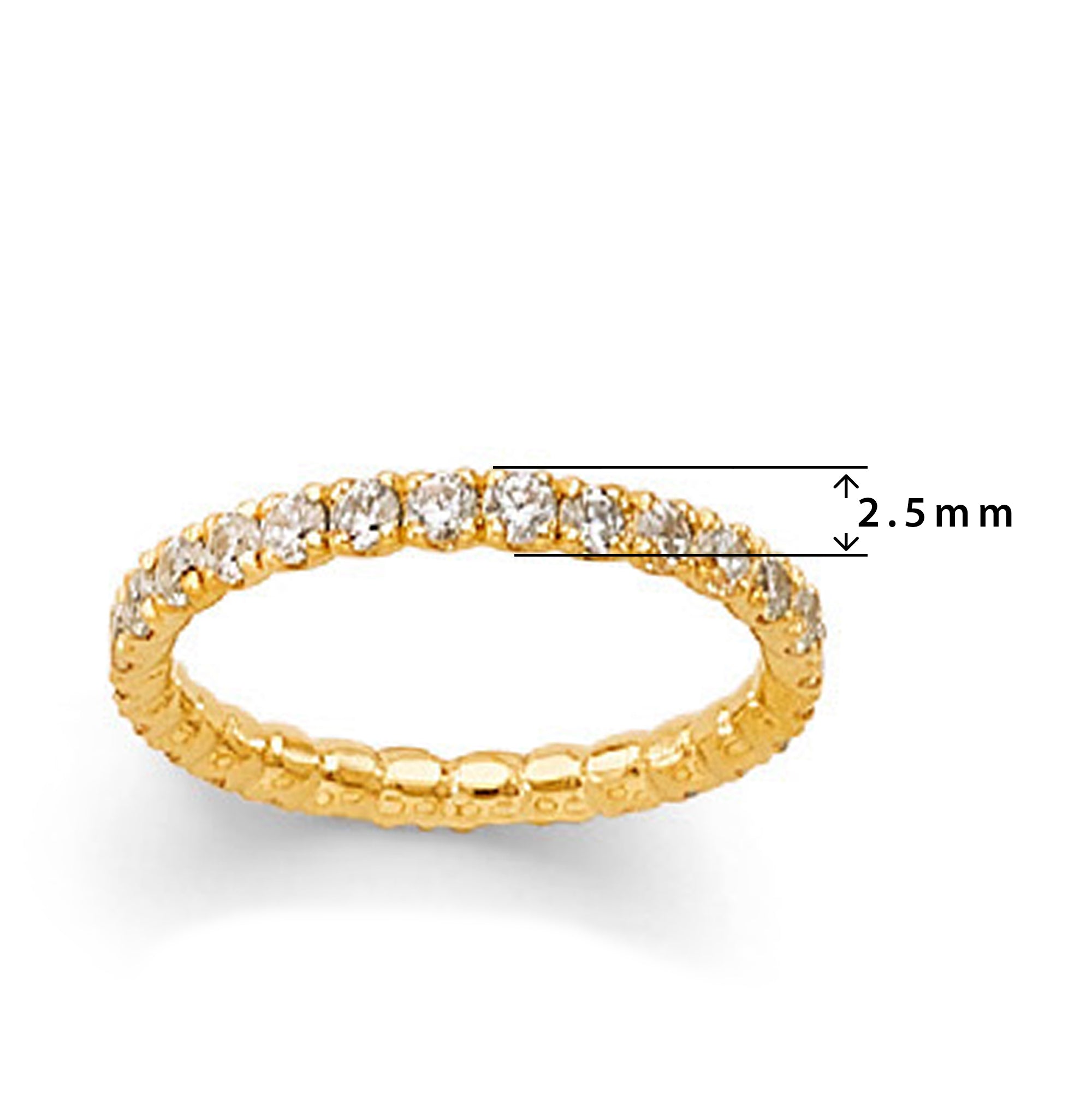 CZ Sparkling Eternity Band in Solid Gold with Measurement