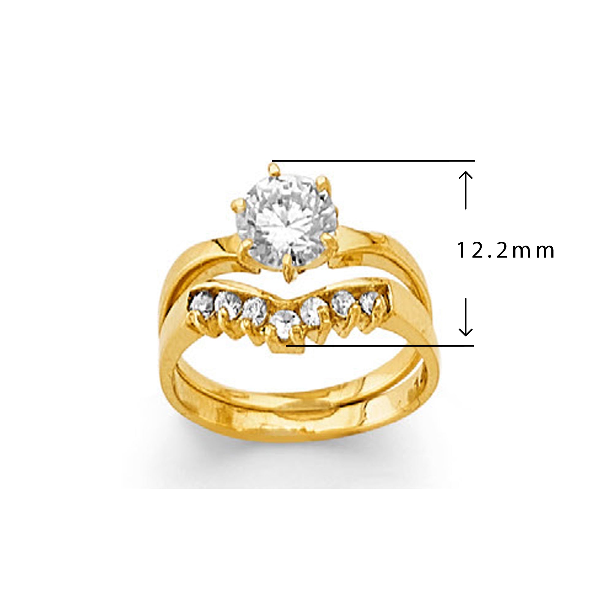 CZ Grandeur of Tiara Band in Solid Gold with Measurement