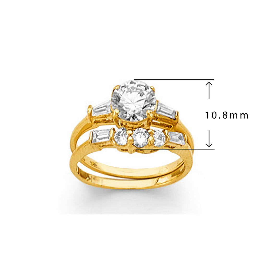 CZ Oval-cut Moissanite Engagement Band in Solid Gold with Measurement