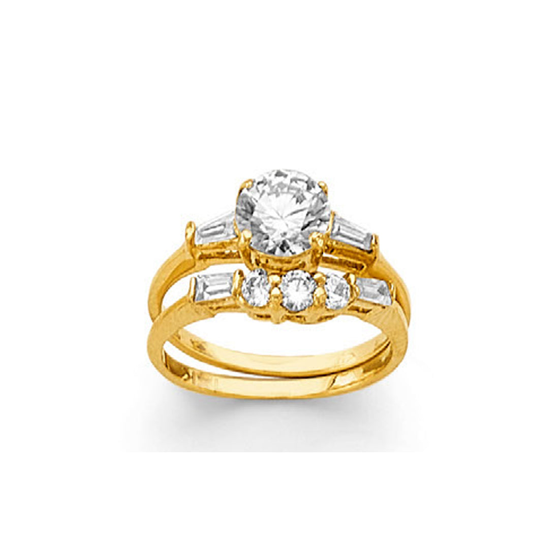 CZ Oval-cut Moissanite Engagement Band in Solid Gold 